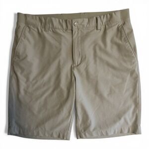 Greg Norman Golf Shorts Mens 36 Beige Stretch Performance Casual Flat Front